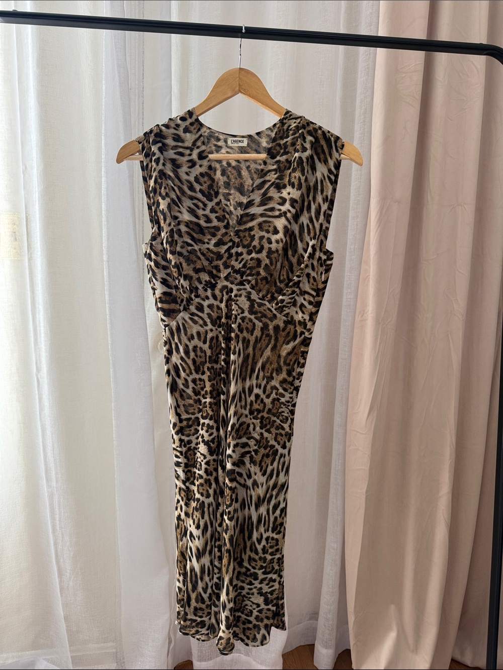 L'AGENCE Leopard-Print Sleeveless Midi Dress - Brown/Black/Cream